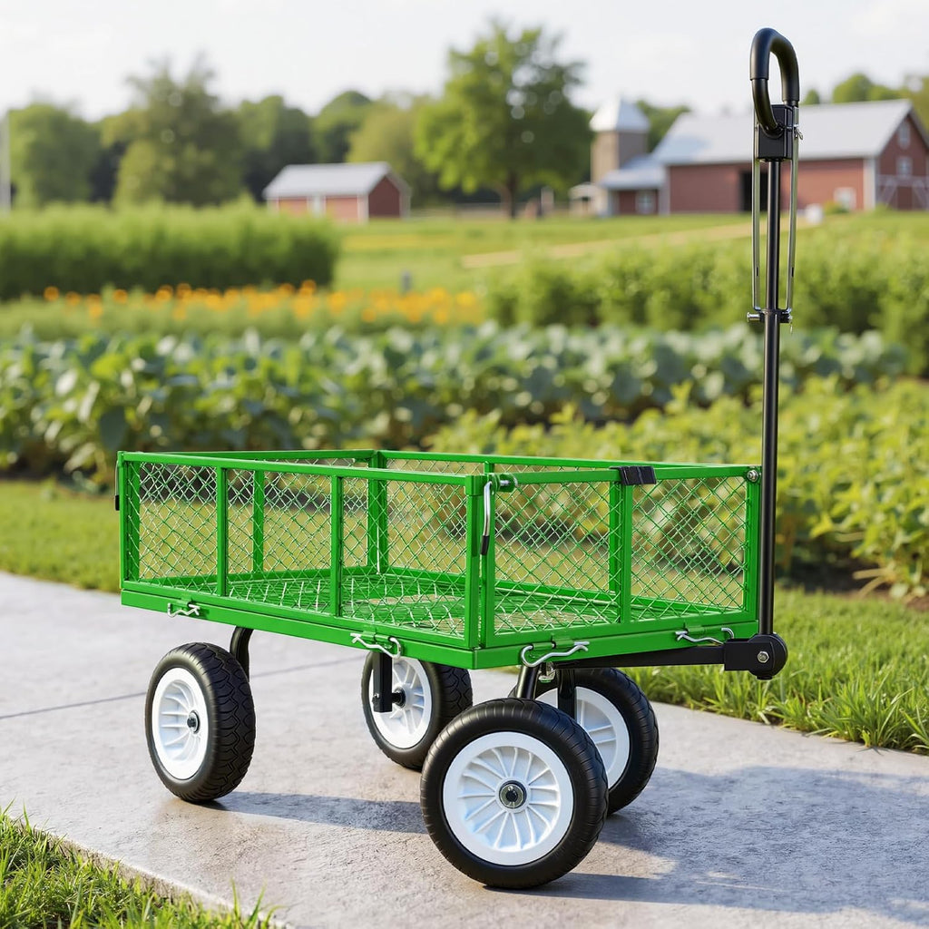 vevor 900 lbs steel garden cart, 2 in, front angle view