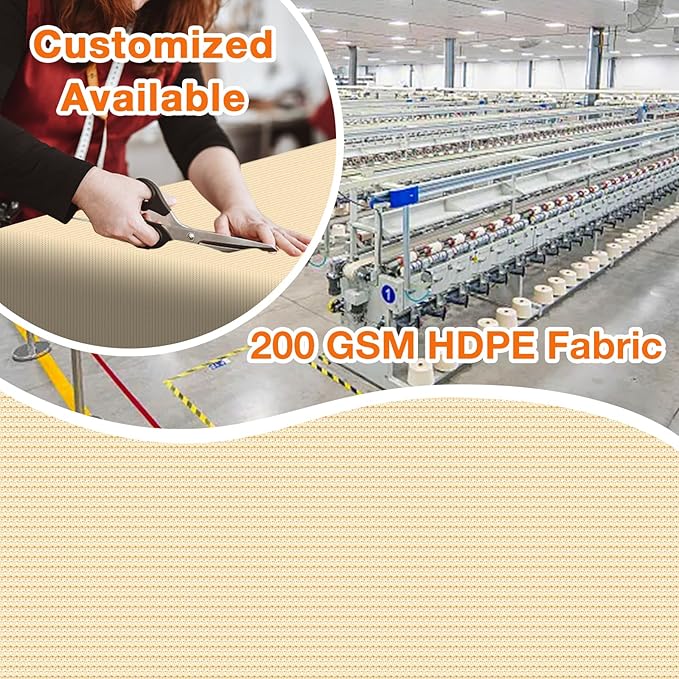 Artpuch Outdoor Pergola Shade Cover 6' X 11' Sun Shade Cloth with Grommets, 90% UV Protection Canopy Patio Privacy Screen (Customized Available) GN107, Wheat