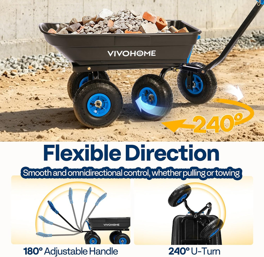 vivohome 660lbs wheelbarrow dump garden cart with 2-in-1 on a desk or shelf