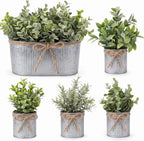 sureio 5 artificial eucalyptus fake plant set includes, main product view