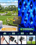 Brightown 60 LED Solar Flower String Lights for Outside Waterproof Fairy Lights for Garden Yard Fence Patio Christmas Tree Wedding Party Decor, Blue