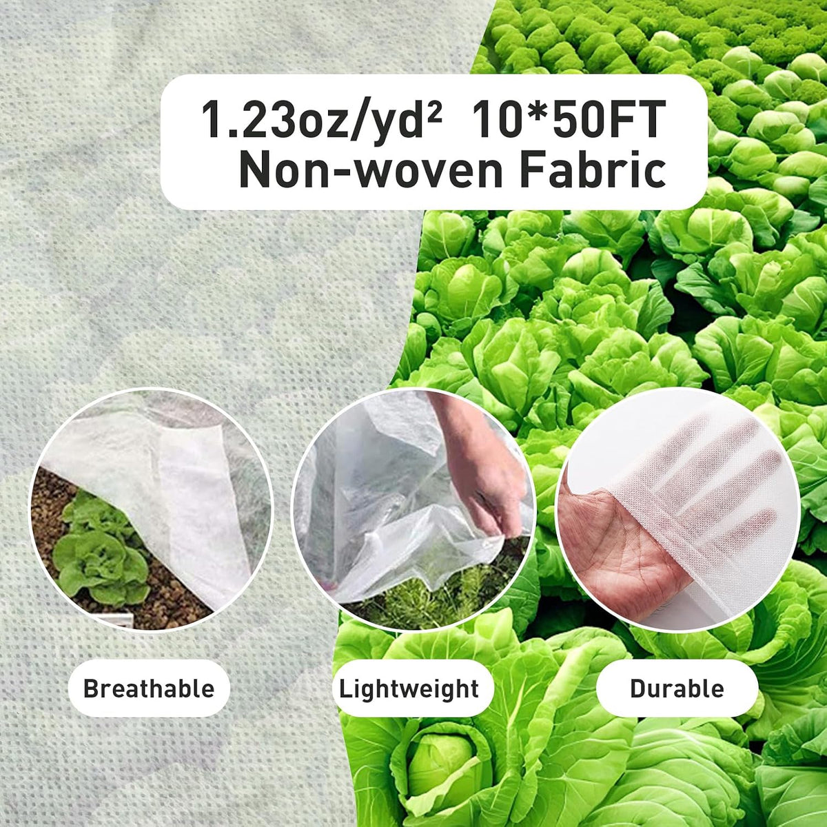10ft x 50ft plant covers freeze protection, close-up detail