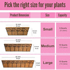 LaLaGreen Wall Mounted Planters - 30 Inch, 6 Pack Black Window Flower Boxes Basket Outdoor, Balcony Planter Over The Rail, Deck Railing Hanging with Coco Liners, Metal Horse Troughs Fence Patio Porch