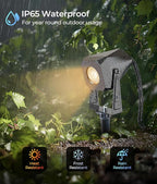 Outdoor Landscape Lighting, 4 Pack Outdoor Spotlights, LED Landscape Lights for House Yard Garden Lawn Tree Fence Plant Flags Pathway, 12V 2700K Warm White, IP65 Waterproof
