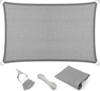 Eden's Decor Straight Flat-Edged Sun Shade Sail Rectangular 8' x 20' Grey UV-Blocking Outdoor Canopy Fabric Cloth Awning for Pergola Patio Garden Backyard Custom Size