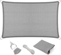 Eden's Decor Straight Flat-Edged Sun Shade Sail Rectangular 7' x 11' Grey UV-Blocking Outdoor Canopy Fabric Cloth Awning for Pergola Patio Garden Backyard Custom Size