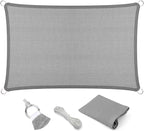 Eden's Decor Straight Flat-Edged Sun Shade Sail Rectangular 15' x 16' Grey UV-Blocking Outdoor Canopy Fabric Cloth Awning for Pergola Patio Garden Backyard Custom Size