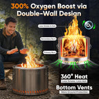 golabs fp1 smokeless portable fire pit, 19.5" stainless showing dimensions