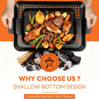 2PCS Grill pan: Grill topper for outdoor grill - Non-stick enamel coating grill topper suitable for camping, picnic, party