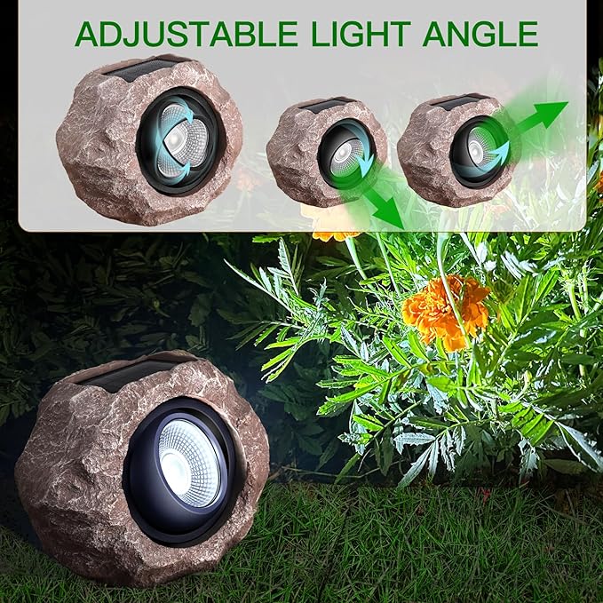 Timeflies Solar Rock Lights Outdoor 4 Pack, Bright Solar Spotlights Outdoor Waterproof, Wireless LED Rock Lights, Auto On/Off Solar Landscape Spotlights for Yard Walkway Patio Pathway Flowerbed