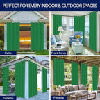 PureFit Outdoor Curtains for Patio Waterproof Weatherproof, UV Resistant Outside Curtains for Gazebo, Front Porch, Pergola, Sun Blocking Privacy Curtain, 52W x 120L inch, 1 Panel, Green
