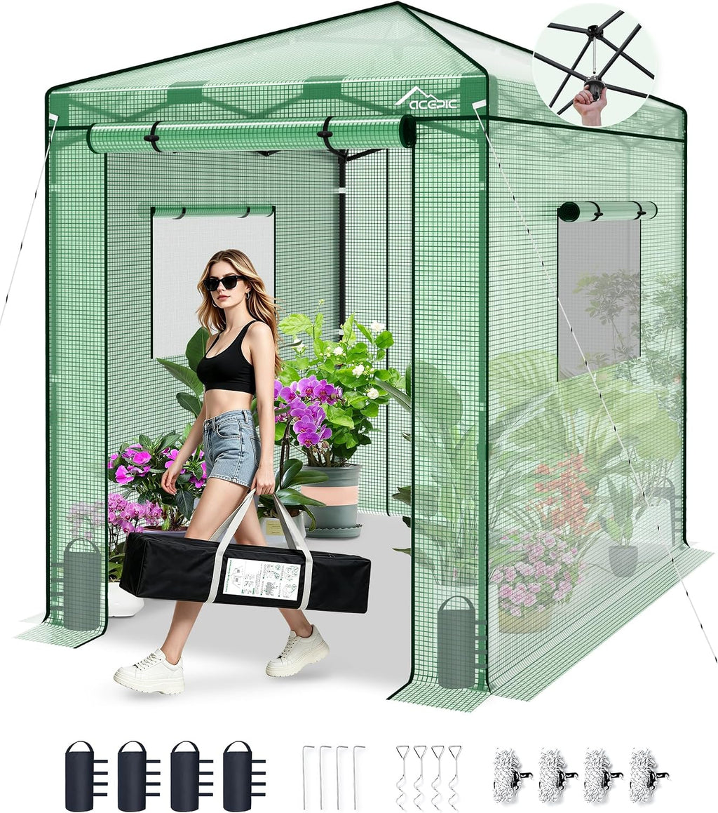 acepic 8x6 instant pop up greenhouses green/clear, main product view