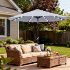ABCCANOPY Durable Solar Led Patio Umbrellas with 32LED Lights 11FT (Grey)