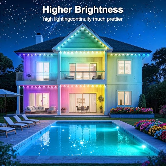 100FT Permanent Outdoor Lights for House Waterproof, IP67 LED Eave Lights with App/Remote Control, Outdoor Permanent led Lighting for House Roof Decor,Christmas,Party,All Holiday and Daily