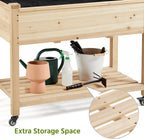 yaheetech raised garden bed with wheels 42x23x33in wooden showing dimensions