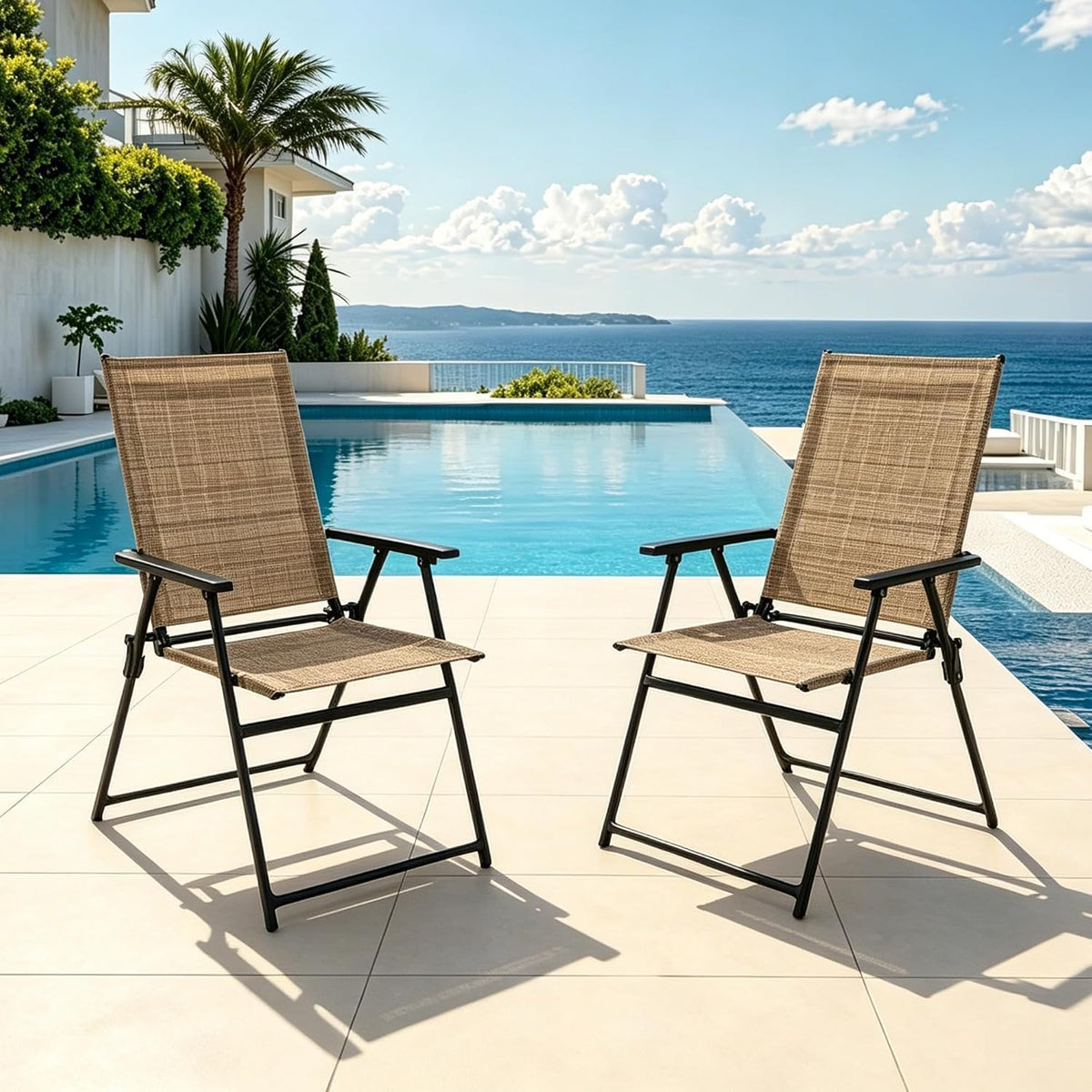 patio folding chairs set of 2, portable outdoor, main product view