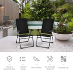 DORTALA 2-Piece Foldable Patio Chairs, Folding Chairs w/Adjustable Backrest, Outdoor Sling Chairs for Deck, Backyard, Bistro, 300 lbs Capacity, Set of 2, Black