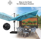 PURPLE LEAF 10'×13' Patio Umbrella with Base Included and Cover Outdoor Umbrella with Cover Extra Large Heavy Duty Cantilever Umbrella Turquoise Blue
