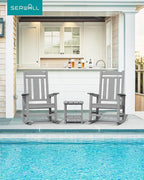 SERWALL Oversized Rocking Chair Set of 4 Outdoor, HDPE Outdoor Rocking Chair Set of 4, Space Gray