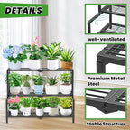 3 Tier Stair Style Metal Plant Stand for Indoor Outdoor, Heavy Duty Plant Display Shelf for Multiple Plants, Garden Rack Flower Pot Holder for Living Room Patio Balcony