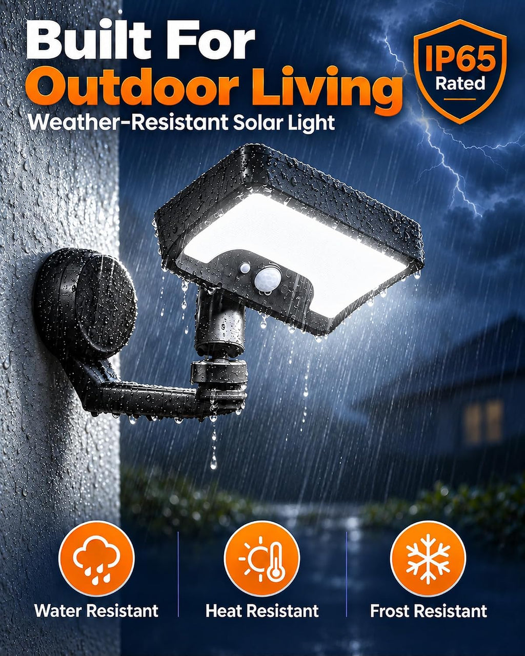 luhlee magnetic solar lights outdoor,600lm motion sensor wall, front angle view