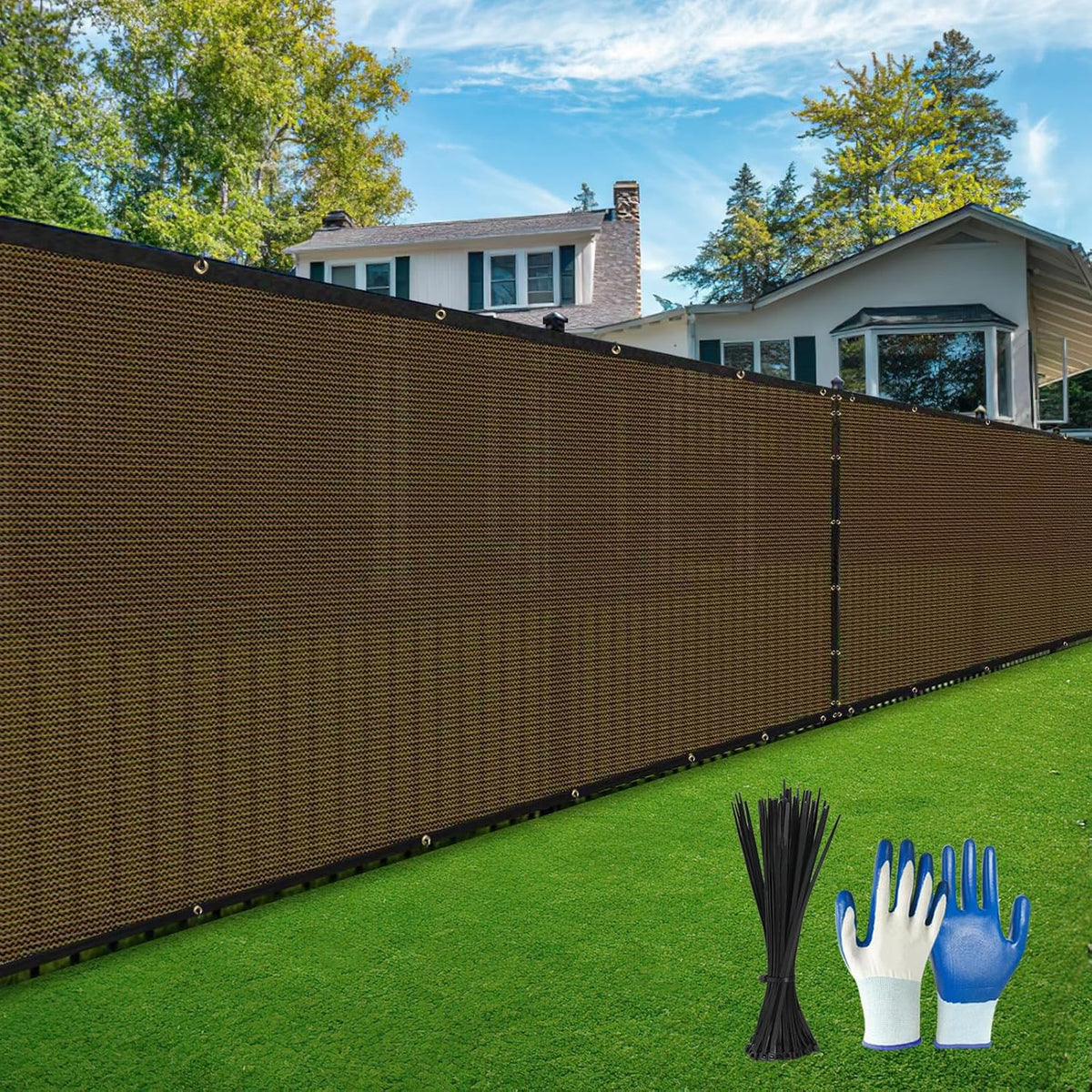 privacy fence screen,with gloves, 4x50ft heavy duty 220gsm, main product view