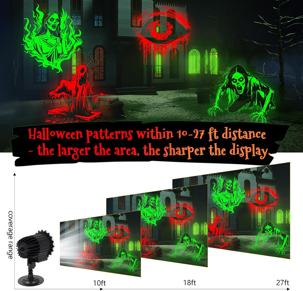 Halloween Projector Lights Outdoor - LED Rotating Skull & Ghost Projection Light, Waterproof Halloween Light Projector, Indoor/Outdoor Decor for Home, Yard, Party, Window & Wall