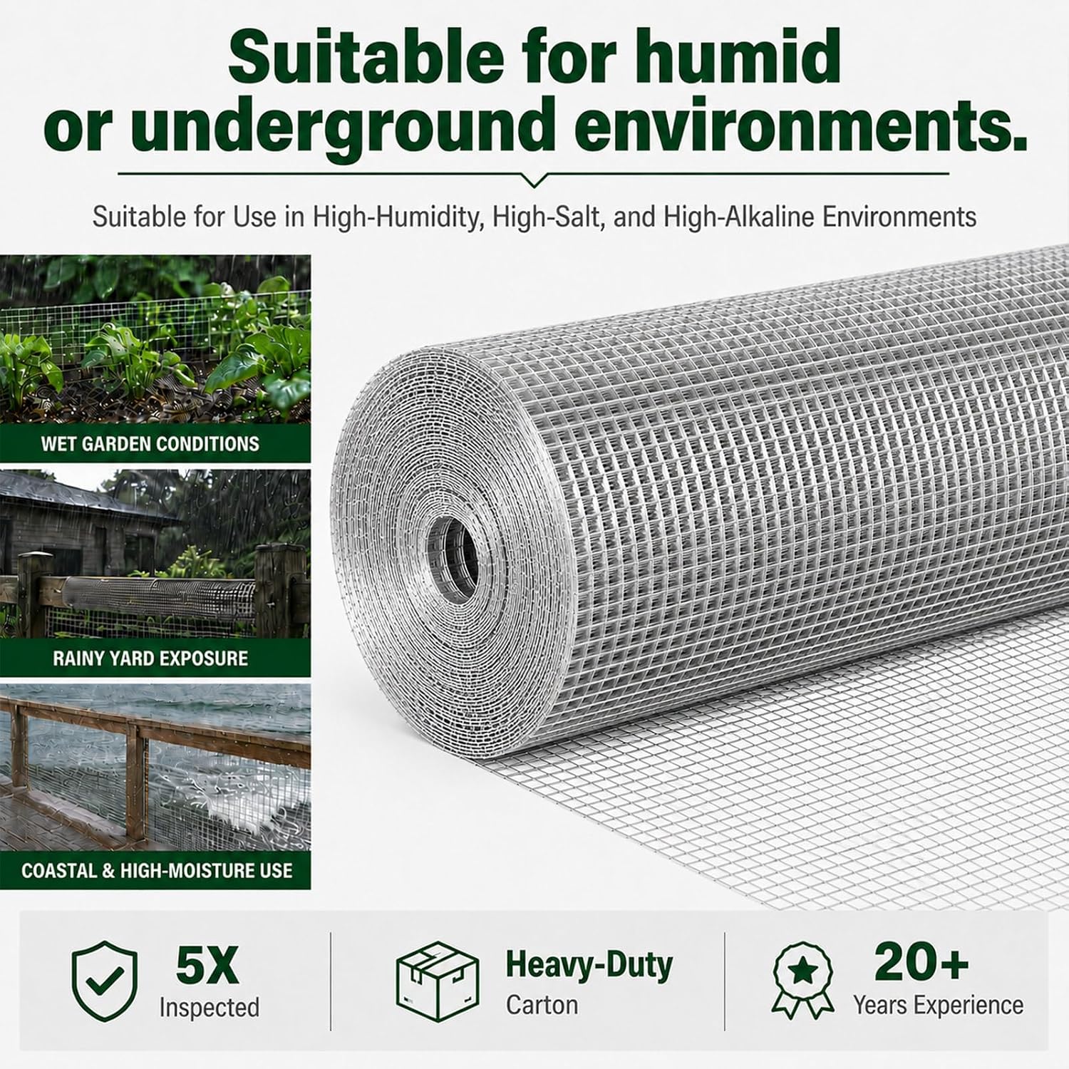 Trenk Hardware Cloth 1/2 Inch Chicken Wire Fencing 48" x 100' 19 Gauge | Heavy-Duty Galvanized Chicken Wire Mesh Roll for Garden Fencing, Gopher Wire, and Long-Lasting Wire Fencing Use