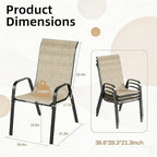 MAMIZO Patio Dining Chairs, Stackable All Weather Teslin Chair, Heavy Duty Outdoor Breathable Chairs Set, w/Armrests, Upgraded Chair FeetW/Strenthened Iron Spacers, 330 LBS (4, Brown)