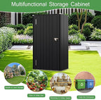 Devoko 22 Cuft Lockable Metal Storage Shed, Vertical Indoor Outdoor Tool Cabinet with Non-Adjustable Shelves for Patio Garden Backyard, Black