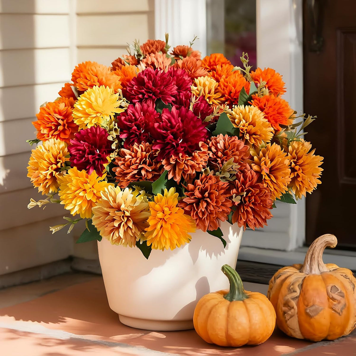 fake flowers artificial mums for outdoors,uv resistant faux, main product view