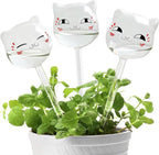 KiKiHeim Plant Watering Globes Self Watering Planter Insert Glass Spikes, Hand Blown Clear Automatic Water Bulbs for Outdoor&Indoor Plants, 6.4oz/190ml Capacity, 3 Cats