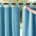 NICETOWN Outdoor Curtains for Patio Waterproof Set of 2, Thermal Insulated Detachable Sticky Tab Top Room Darkening Great Vertical Drape Outdoor Divider for Pergola, W52 x L108, Teal Blue