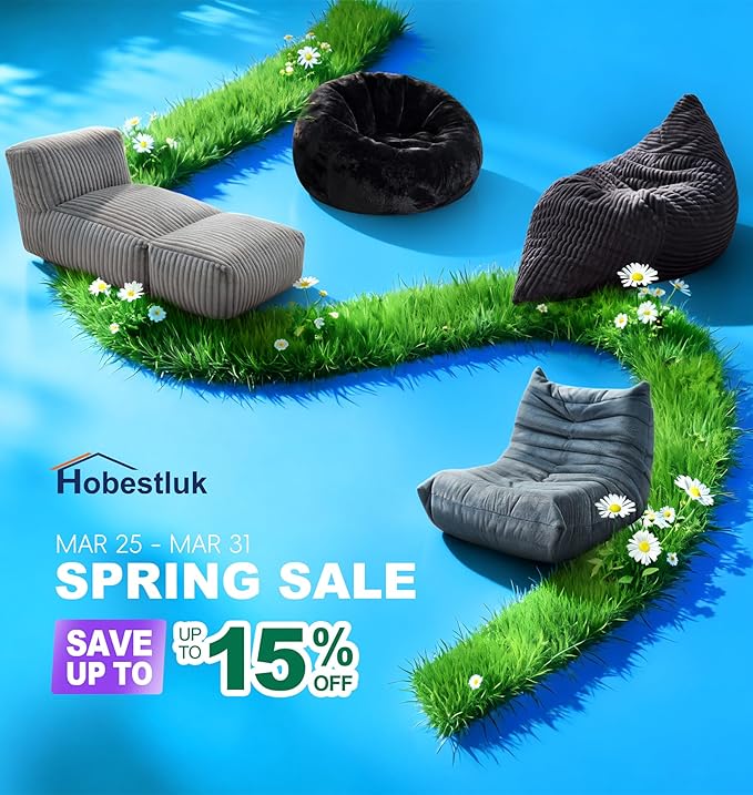 Hobestluk Big Bean Bag Lounger Chairs Large Beanbag Chair for Adults Bean Bag Sofa with Memory Foam Filled for Living Room, Bedroom or Balcony (Stripe Pink)