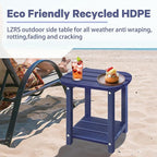 LZRS Outdoor Side Table - 2-Tier Adirondack HDPE Patio End Table for Pool, Porch,Balcony & Backyard,Weather Resistance for Indoor and Outdoor use(Navy Blue)