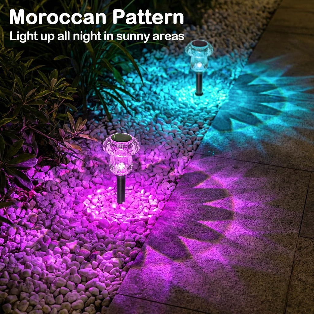 Solar Lights Outdoor 8 Pack Color Changing Mushroom Garden Lights | Waterproof Pathway Yard Walkway Landscape Path Lighting for Outside, Auto On/Off Decorations, Acrylic Diamond-like Lampshade