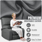 Rocking Recliner Chair, Massage Rocker Recliner Chair with Vibration Massage and Heat, 360° Swivel Faux Leather Chairs, Living Room, Bedroom, Nursery, RV, Dark Grey