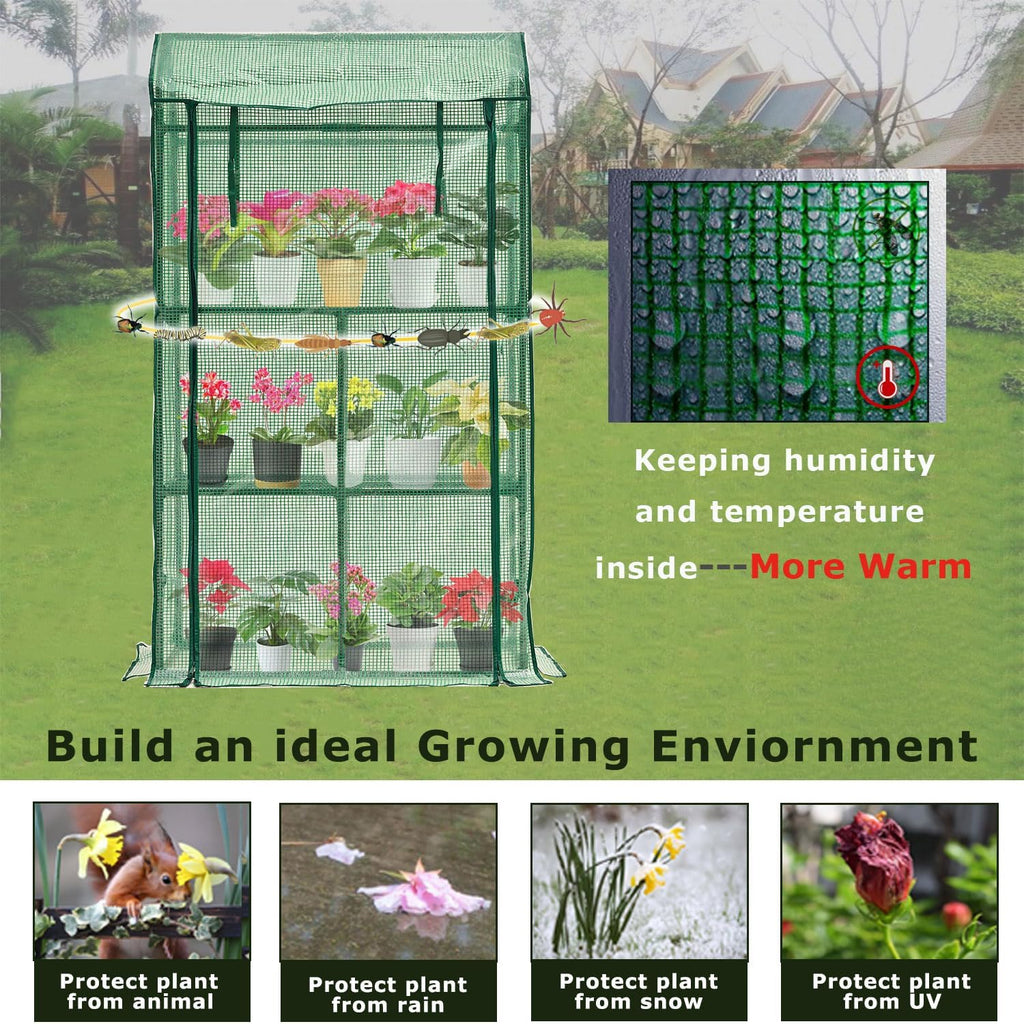 purlyu mini greenhouse for indoor outdoor, small plastic, side view