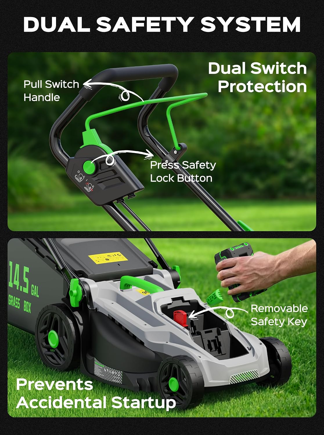 tiectown 40v 16" cordless electric lawn mower with on a desk or shelf