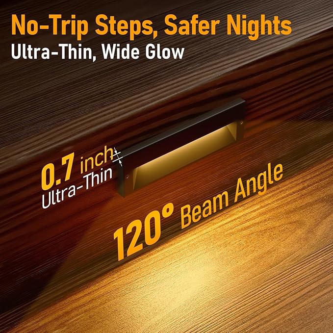 LEONLITE 12-Pack 10.6 Inch 5CCT LED Low Voltage Step Lights, 12–24V AC/DC 6W Surface Mount Ultra-Slim Landscape Stair Lights, IP65 Aluminum Outdoor Lighting for Decks, Hardscapes, Oil Rubbed Bronze