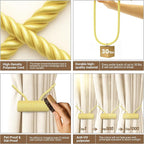 Hion Magnetic Curtain Tiebacks Golden 2pcs, Curtain Tiebacks Buckles Holdbacks Holders Hooks Clip for Home Bedroom Office Decorative Curtain