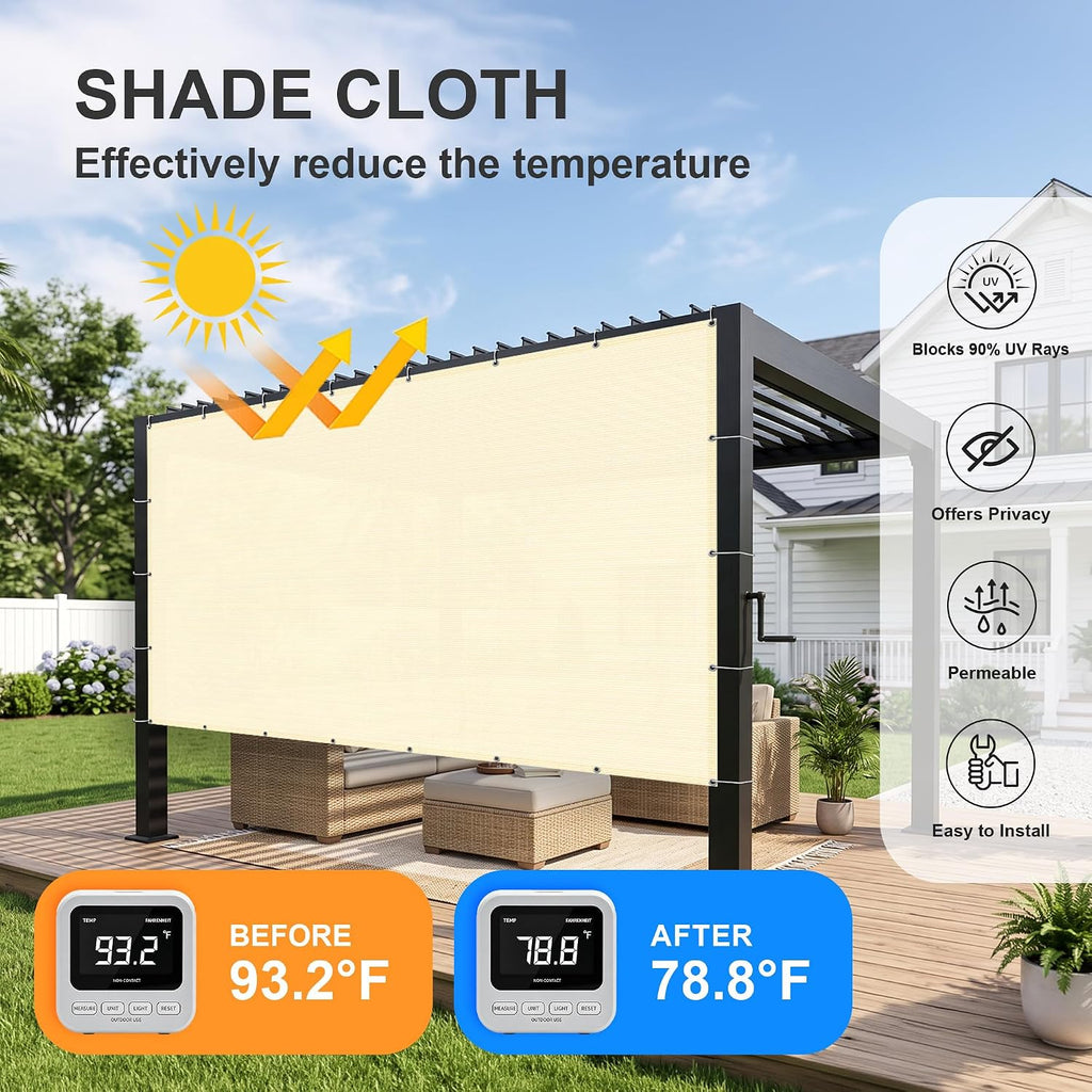 sunny guard shade cloth 12x20 ft hc-111 sun shown in use
