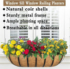 4pack 16-inch Window Sill Window Railing Planters with Cocoa Liner for Outdoor Balconies, Porches, Fences, Patio Railings