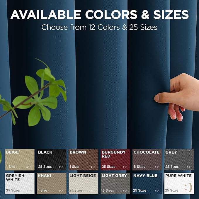 Joydeco Blackout Patio Sliding Door Curtains 90 Inches Long, Grommet Privacy Room Divider Curtains, Extra Wide Thermal Blackout Drapes for Bedroom Living Room (Navy Blue, 70Wx90L, 1 Panel)