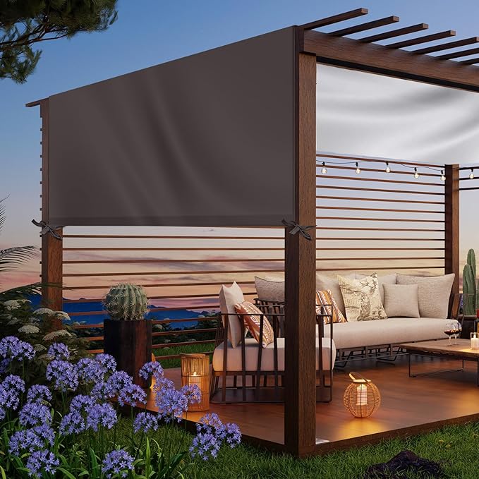 Universal Pergola Replacement Canopy Outdoor Canopy Shade Cover Waterproof Shade Top Cover for Outdoor Patio Porch Backyard(12 x 10 ft,Coffee)