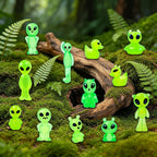 44 Pcs Luminous Mini Resin Alien Figures Miniature Figurines | Alien Statues Glow in the Dark for Outer Space Party Micro Landscape Decor