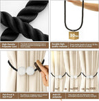 Hion Magnetic Curtain Tiebacks Black 6 Pack, Curtain Tiebacks Buckles Holdbacks Holders Hooks Clip for Home Bedroom Office Decorative Thick or Thin Curtain