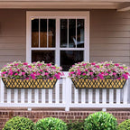 2 Pack 30 Inch Window Boxes Planters Railing Planter Box with Adjustable Brackets for Porch Fence Patio Balcony Hanging Flower Baskets with Coco Liners for Outdoor Garden Decor - Black