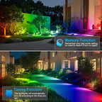 MEIHUA Solar Spot Lights Outdoor Color Changing, 4 in 1 Landscape Lighting RGB Spotlights with Remote Control, IP66 Waterproof Solar Lights Outdoor Garden for Pathway Yard Pool Tree