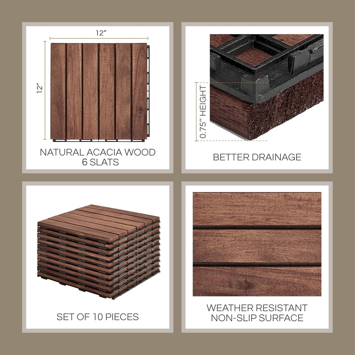 thyoi premium deck tiles, 10 pcs patio flooring shown in use